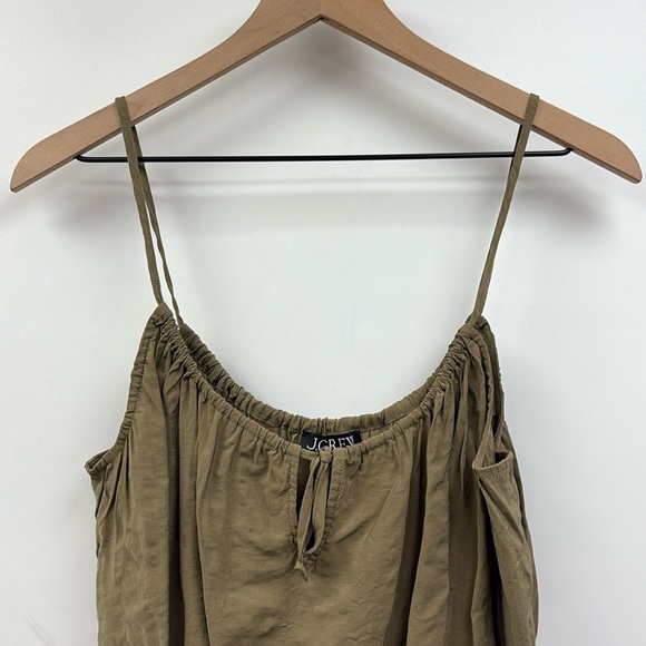 J. Crew Crinkle Keyhole Cami Spaghetti Strap Tank Top Olive Green Large - Picture 5 of 8